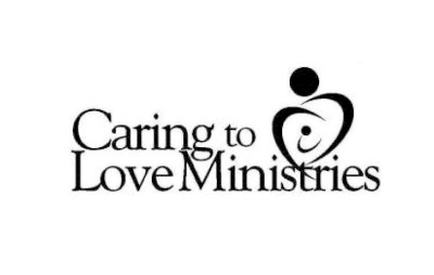 Logo for Caring to Love Ministries with stylized figures forming a heart above the name, inspired by First Presbyterian Baton Rouge.