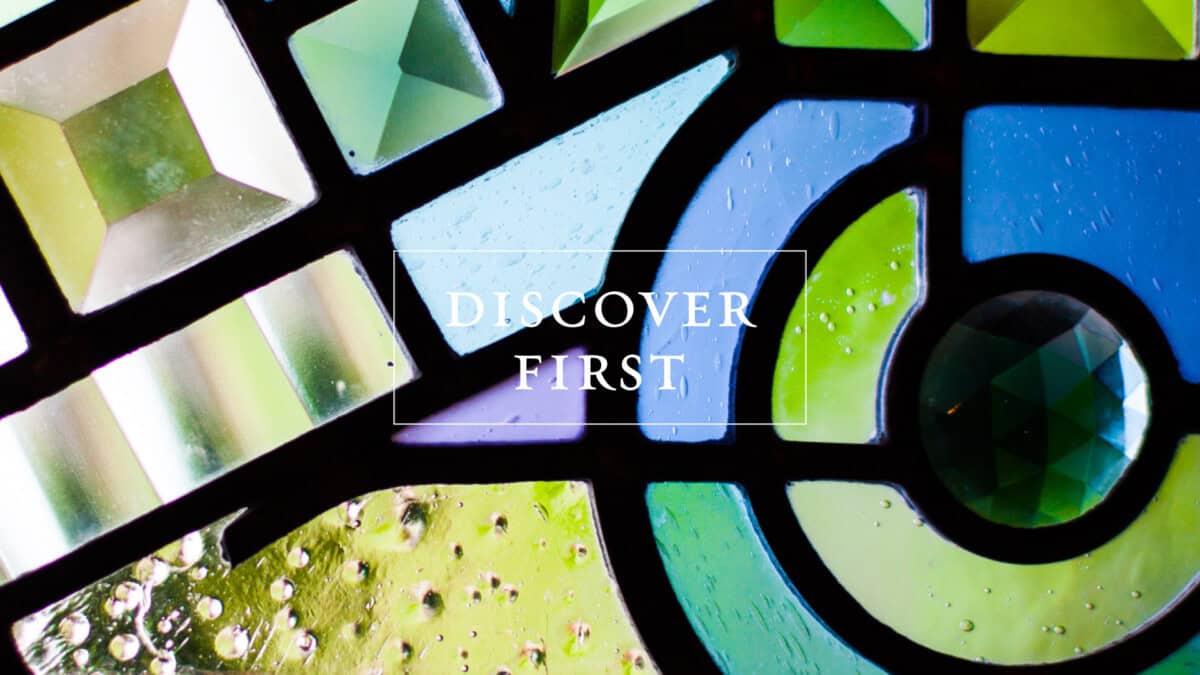 Colorful geometric stained glass pattern with 