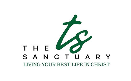 Logo with large green "ts" above "The Sanctuary" and the phrase "Living your best life in Christ" below.