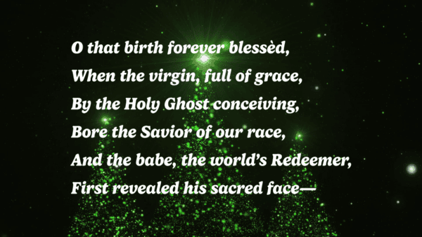 Text in white cursive font over a green sparkling background resembling a Christmas tree, with "Peeking from the Blanket" at the top.