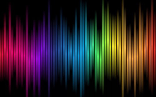 A digital soundwave illustration for worship slide operators, featuring colorful vertical bars in a purple-to-red gradient on a black background.